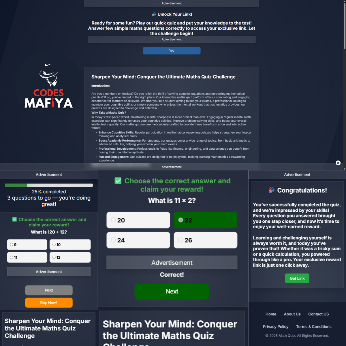 Original Math Quiz Safelink Template